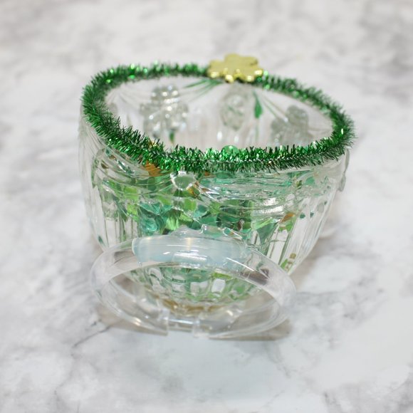 HAND CRAFTED St. Patricks Day Decor Ornament Upcycled Cup Frog Gold Green - Picture 5 of 12